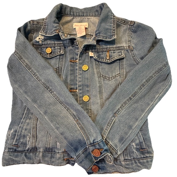 Tommy Bahama Size 8 Denim Jean Jacket Distressed Girls Medium Wash EUC Trendy - Picture 1 of 5